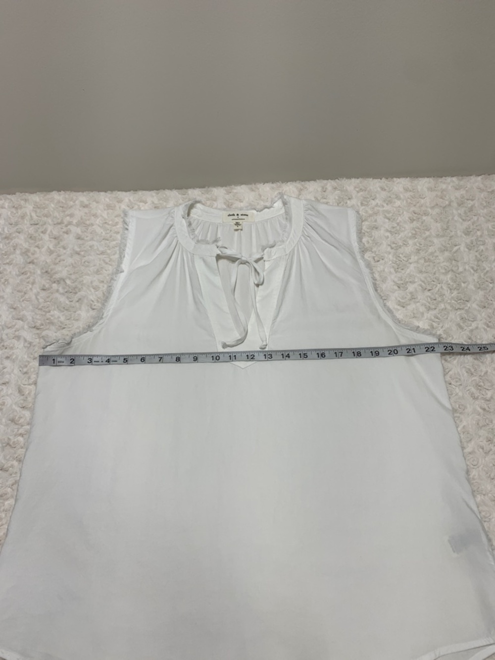 Cloth & Stone x Anthropologie Frayed Sleeve Blouse White Sz L - Picture 9 of 10